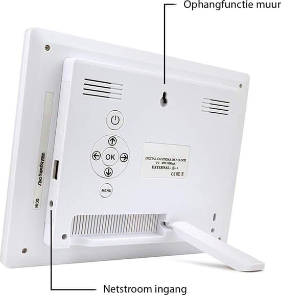 Digitale Dementieklok met XL Beeldscherm – Alarmfunctie - Medicijnwekker – Kalenderklok - Alzheimer Klok – Wit