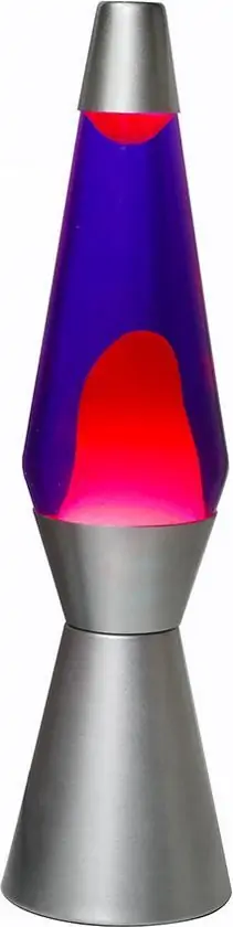 i-total lavalamp conisch voet zilver | rode lava en blauwe vloeistof