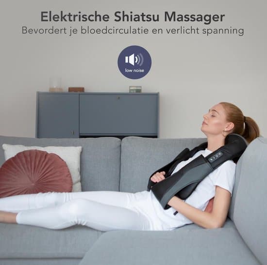 LifeGoods Shiatsu Massage Kussen - Elektrisch Nek en Schouder Apparaat – Zwart